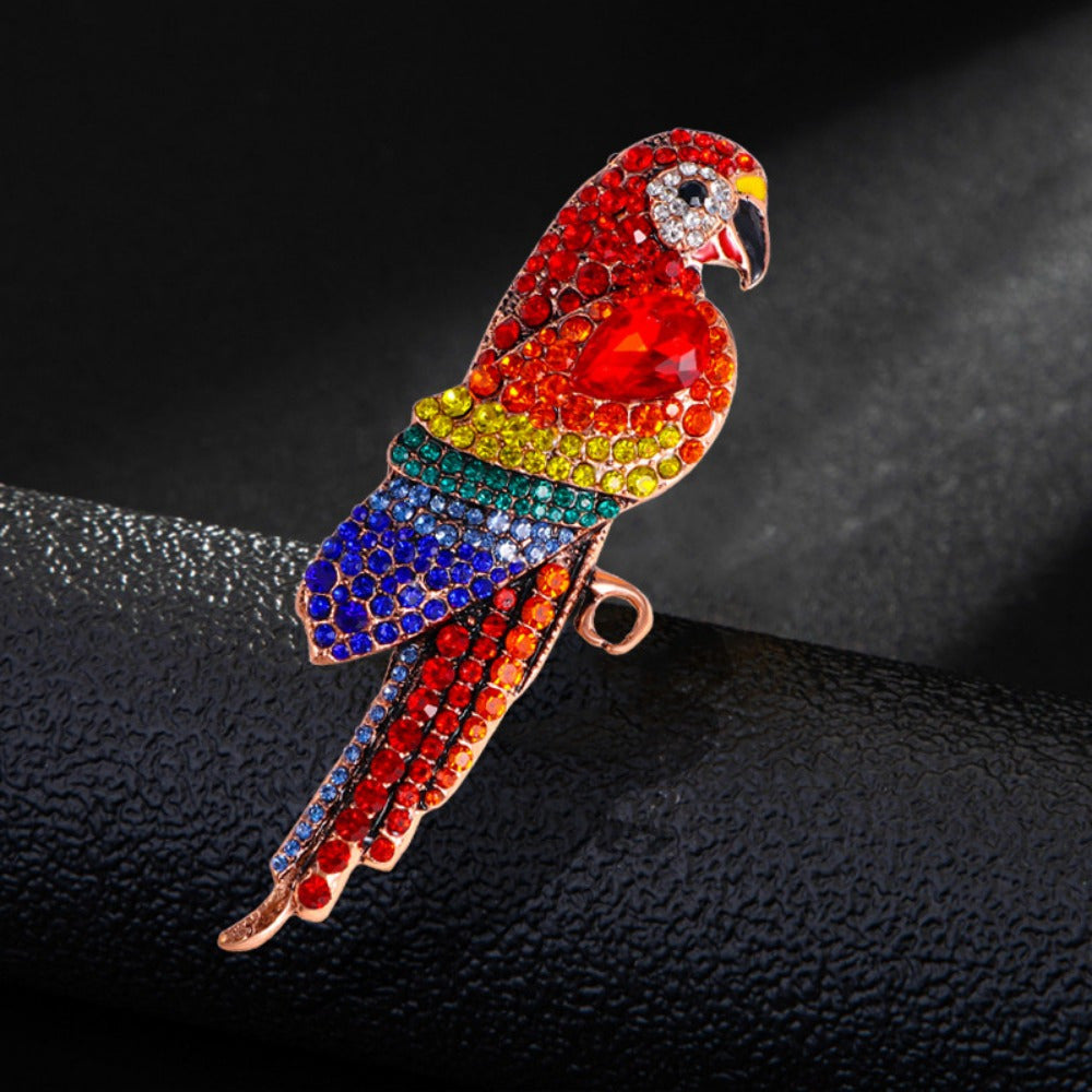 Colorful Rhinestone Parrot Brooch for Men and Women Animal Pin Jewelry Accessory