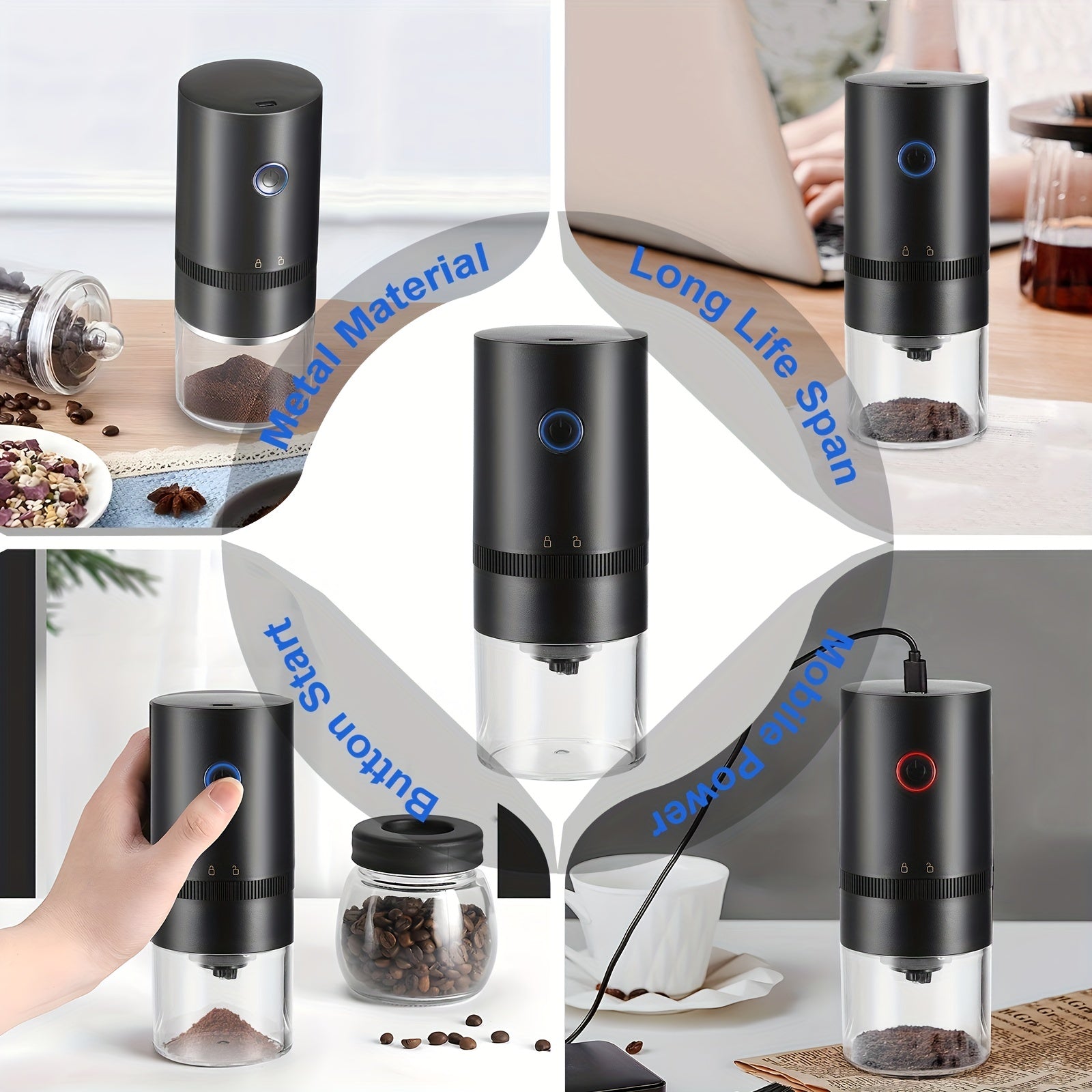 Electric Coffee Grinder Burr Mill for Freshly Ground Coffee Black