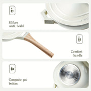 Brazera de aluminio con tapa 28cm, sartén de cerámica antiadherente para estufa