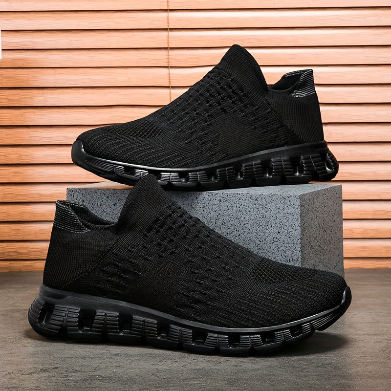 Men's Slip-On Sock Shoes Breathable Knit Non-Slip Soft Sole Casual Outdoor Sneakers