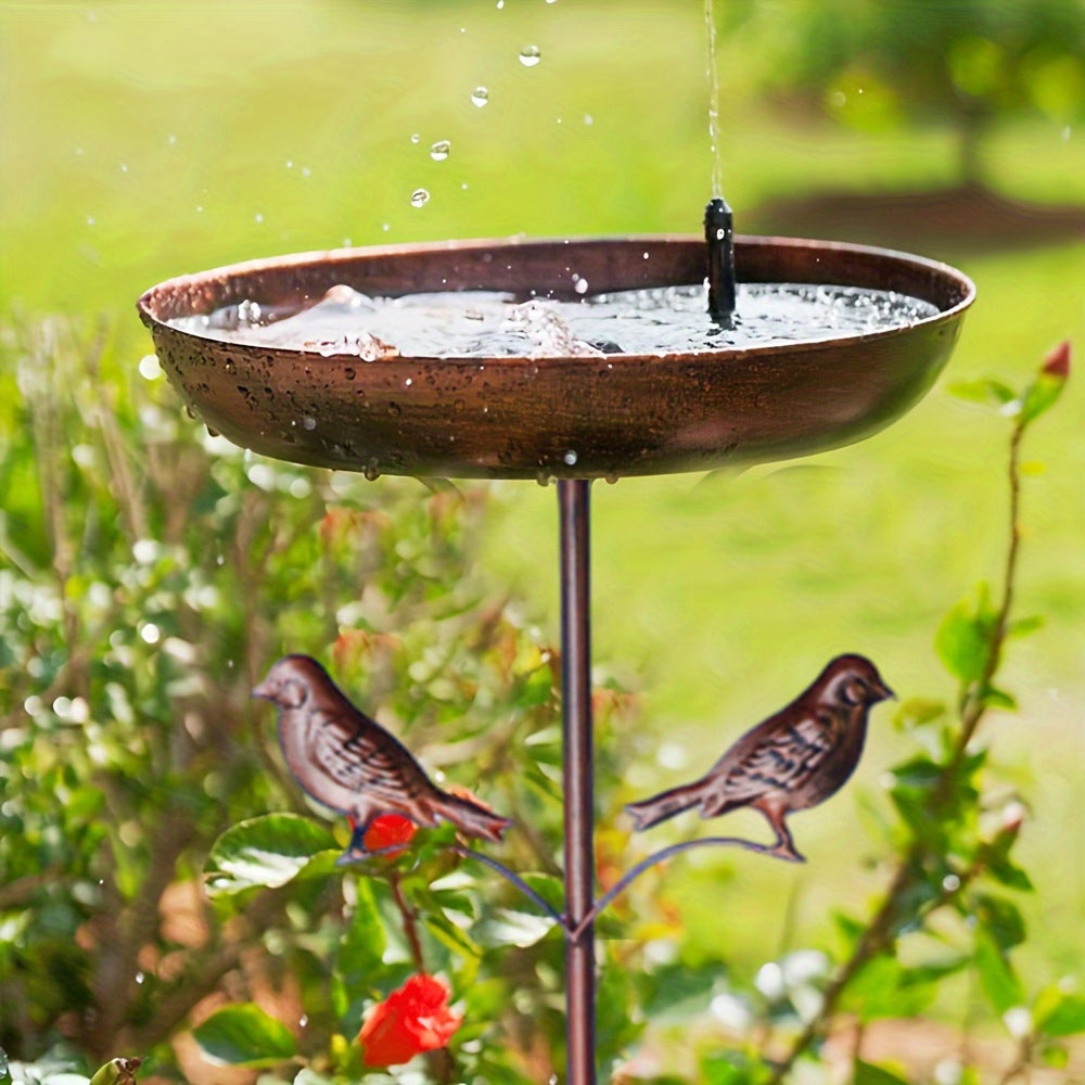 Metal Bird Bath with Ground Stake for Garden Lawn and Villa Decoration