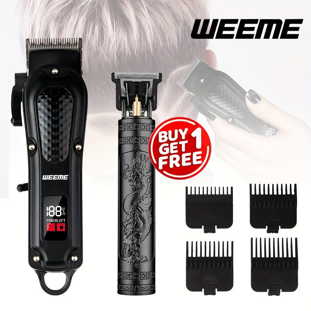 Men's electric hair clipper set with T-type trimmer USB charging LCD display portable grooming kit