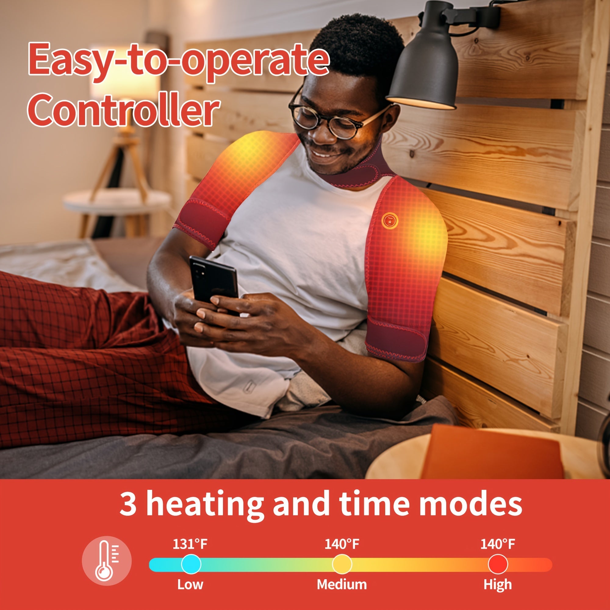 USB-Powered Heating Shoulder and Neck Warmer for Pain Relief and Relaxation Black Stereoscopic Heating