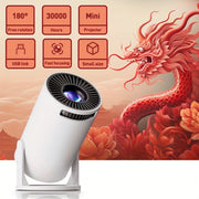 Mini Portable Projector with Wired Speakers 1080P HD Large Screen