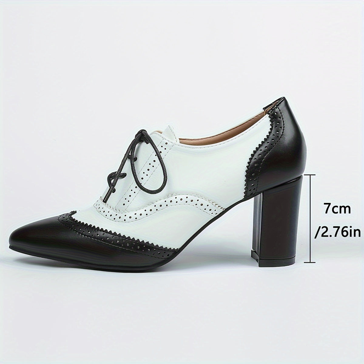Women's Lace-Up High Heels Black White Brown Pointed Toe Pumps
