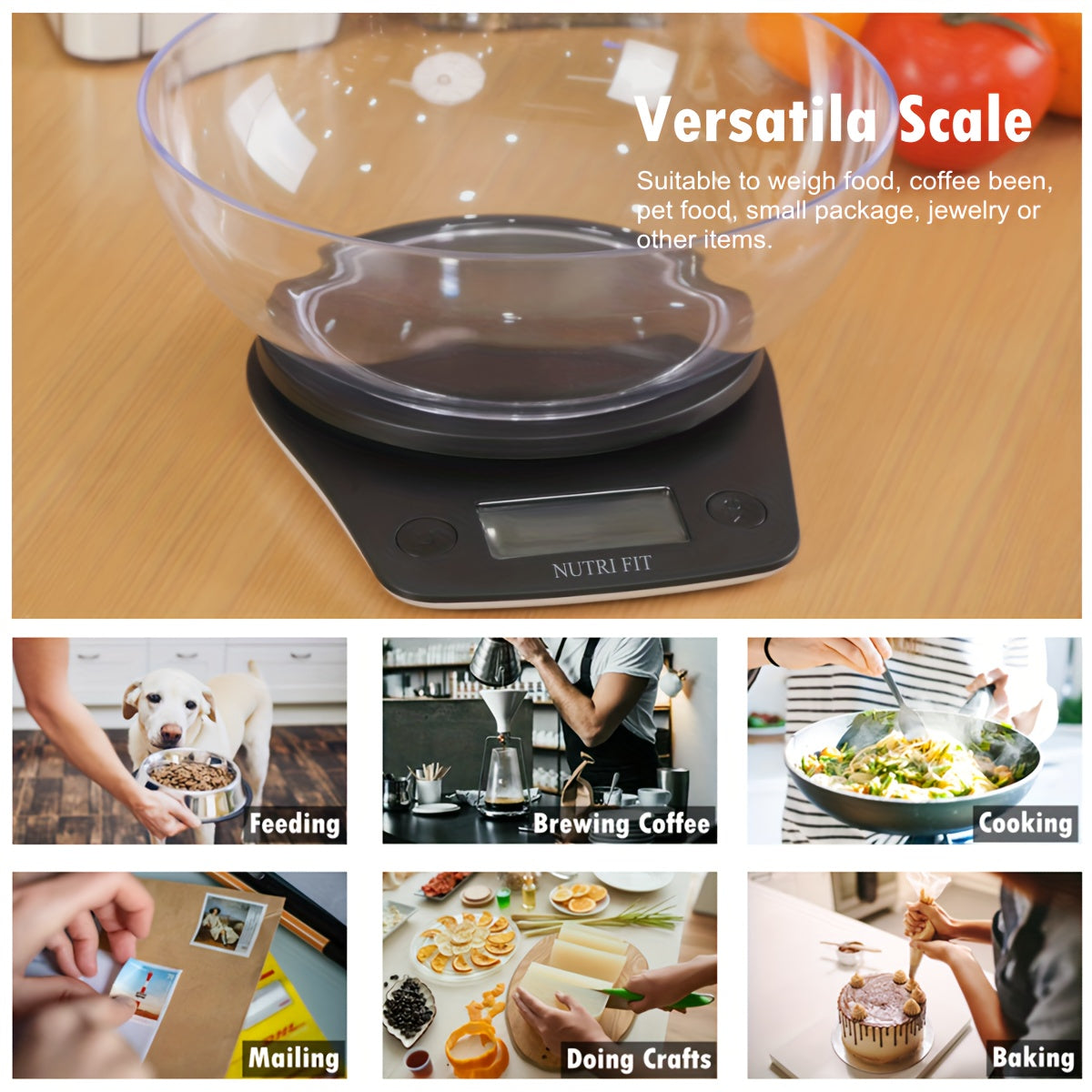 Digital Kitchen Scale 11lb with Tare Function, LCD Display, for Cooking and Baking