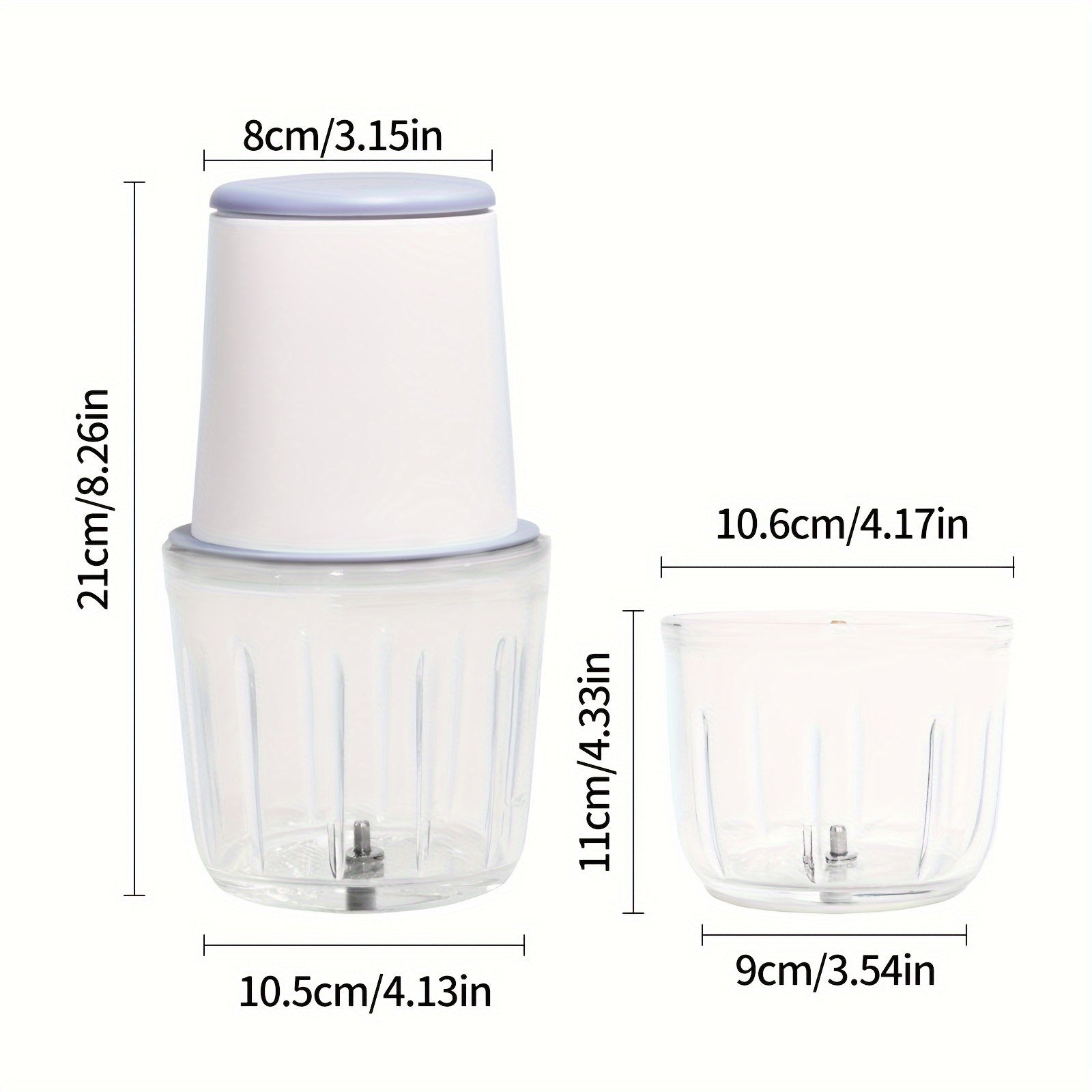 Picadora eléctrica de alimentos, molinillo de carne de acero inoxidable, 8 tazas, 148W, recarga USB