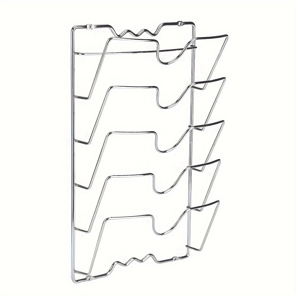 Soporte para tapas de metal montado en la pared con múltiples capas para almacenamiento en la cocina