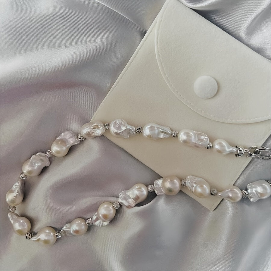 Handmade Freshwater Baroque Pearl Necklace for Weddings and Special Occasions 14-18mm Natural Pearls