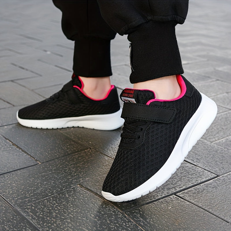 2024 Yengil qizlar uchun nafas oladigan to'rli krossovkalar, sehrli lenta bilan yopish, EVA taglik, dumaloq barmoq, kundalik tasodifiy kiyim uchun