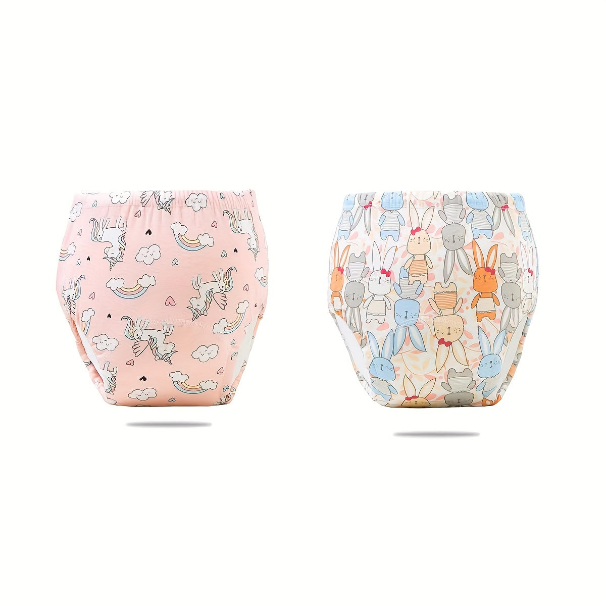 Baby Training Pants Reusable Cotton Diaper Pants for Infants and Toddlers Breathable 6-Layer Washable 2 Pieces