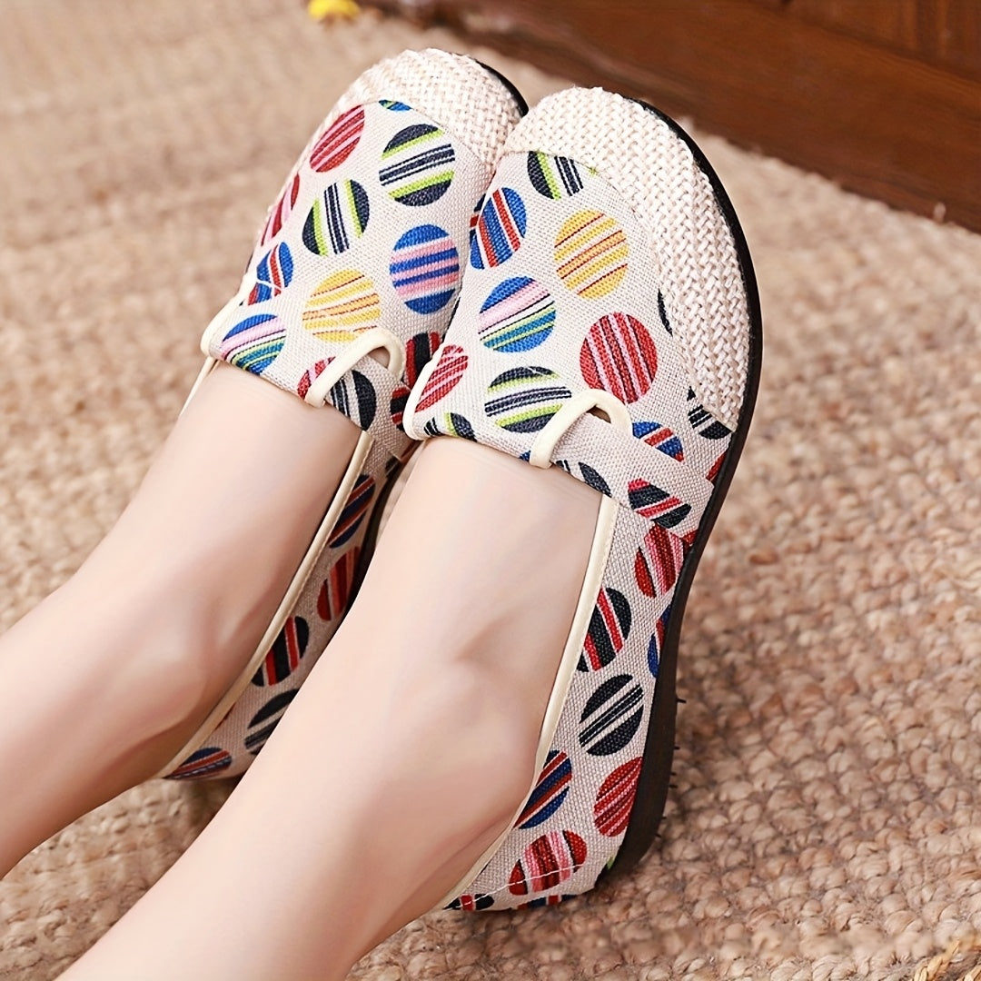 Zapatos planos étnicos para mujer, mocasines sin cordones, cómodos, con suela de tela
