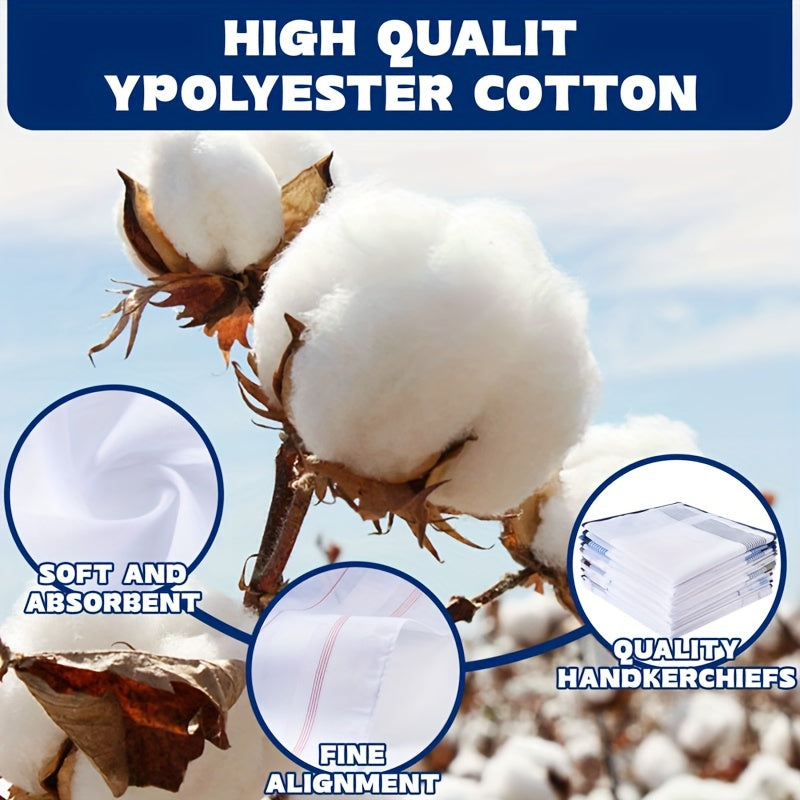 Juego de 12 pañuelos de algodón con diseño clásico, absorbentes y duraderos para hombres y mujeres