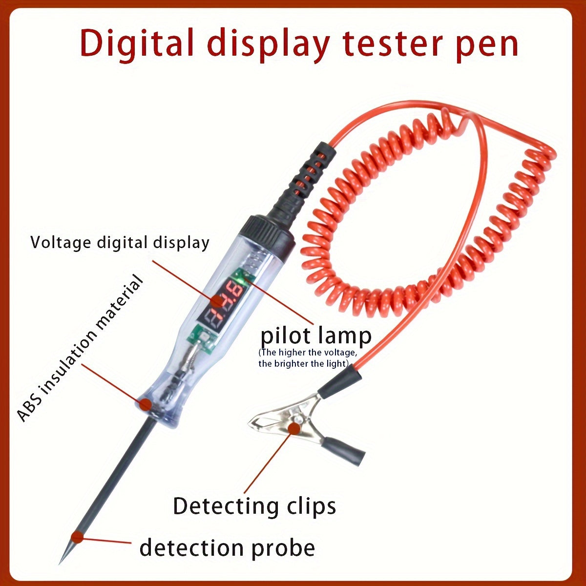 Yoqilg'i va Uzun Probel bilan Avtomobil Raqamli Sirkulyatsiya Testeri Pen