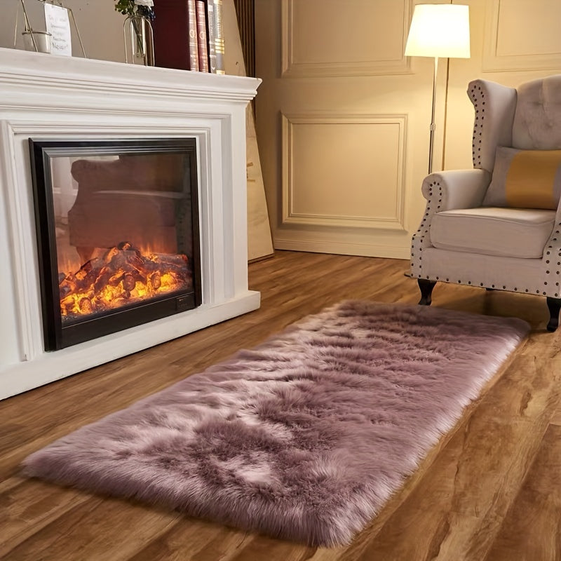 Soft Fluffy Long Plush Bedroom Rug Artificial Fur Washable Living Room and Bedside Decor