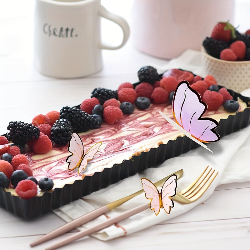 40 Pieces Butterfly Cake Decorations 3D Cupcake Wall Pink Purple for Birthdays and Parties