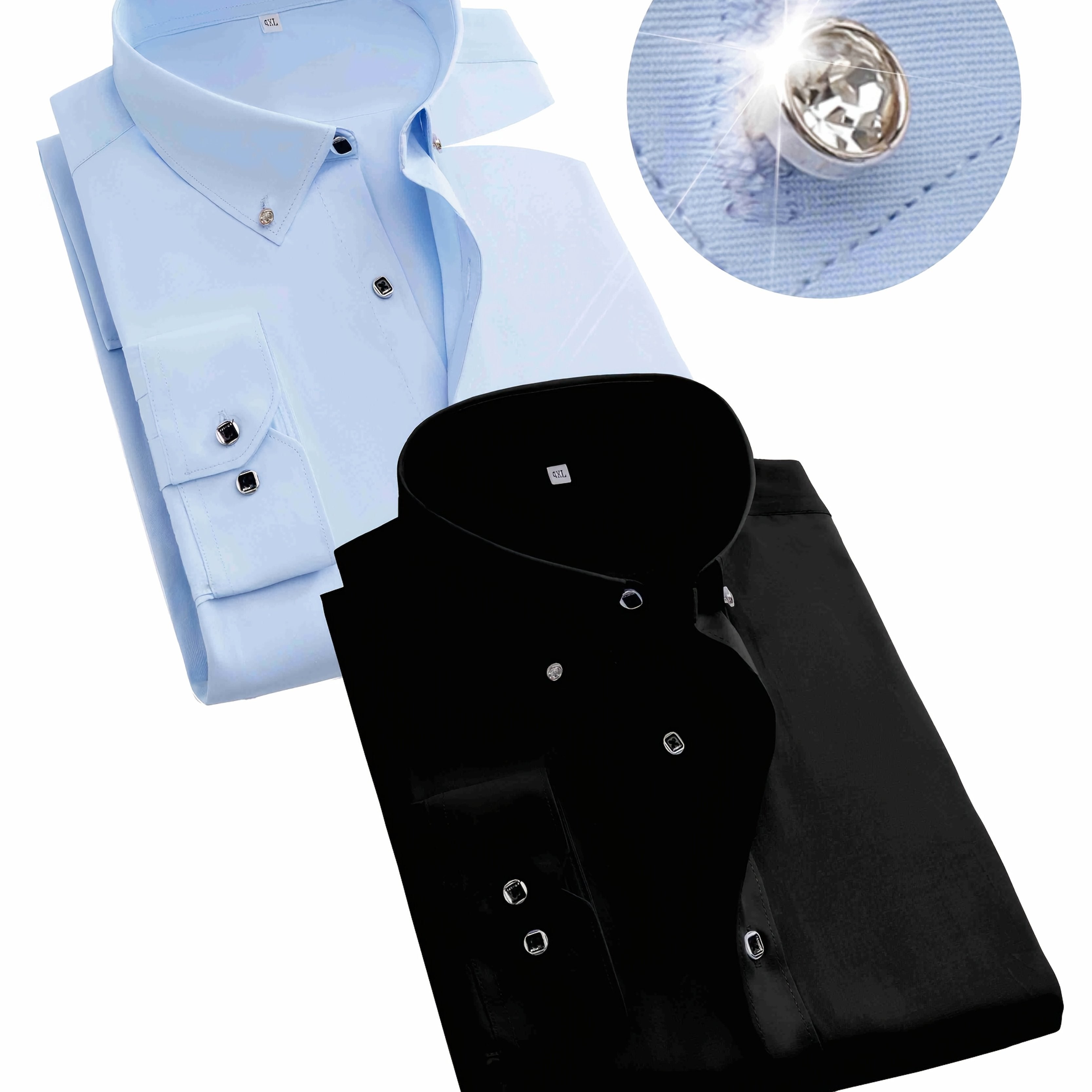 Men's Plus Size Dress Shirts Long Sleeve Collared Button-Up for Business Spring Fall