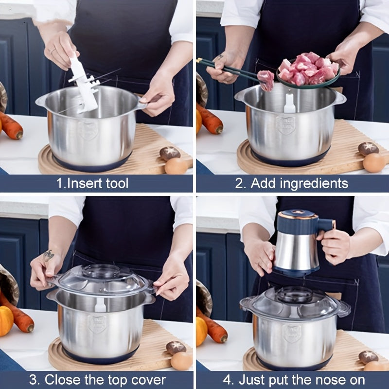 Molino de carne eléctrico de acero inoxidable de 5L con función de mezcladora, 220V, enchufe europeo