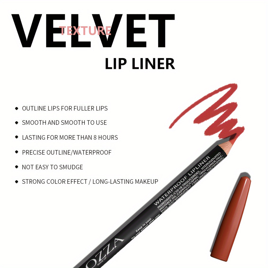Женский матовый водостойкий карандаш для губ из бархата, стойкий, красно-коричневый