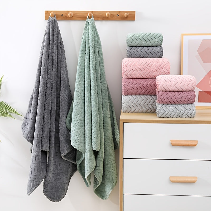 Coral Fleece Bath Towel Set 2 Pieces Quick-Drying Soft Absorbent Spa Home Use