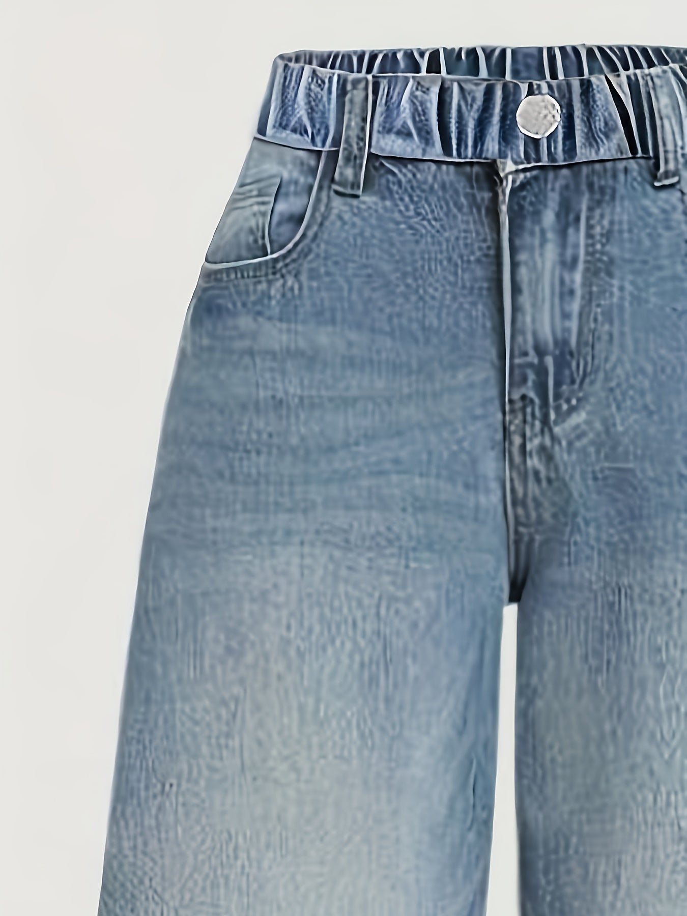 Teen Cotton Blend Denim Jeans with Elastic Waist and Straight Leg