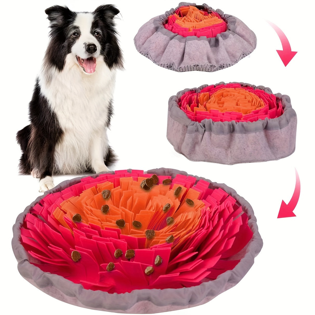 Round Dog Sniffing Puzzle Toy Hide Treats Natural Foraging Stimulating