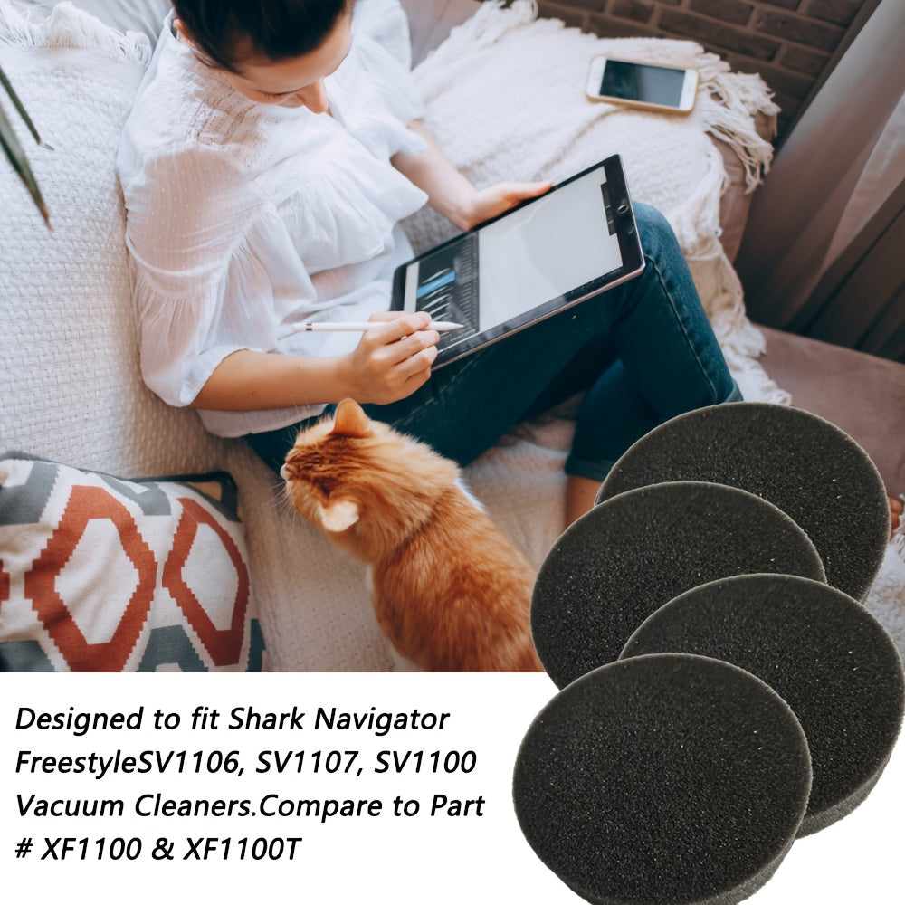 Set of 4 Foam Filters for Vacuum Cleaner, Compatible with SV1106 SV1107 SV1100 SV1112