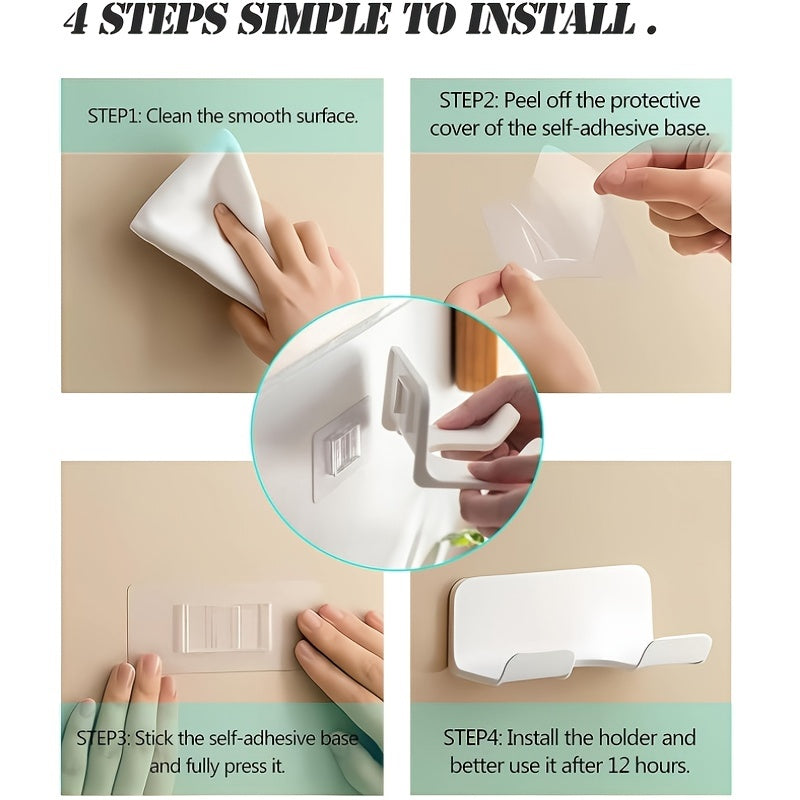 Wall Mount Hair Dryer Holder with Plug Hook for Organizing Styling Tools