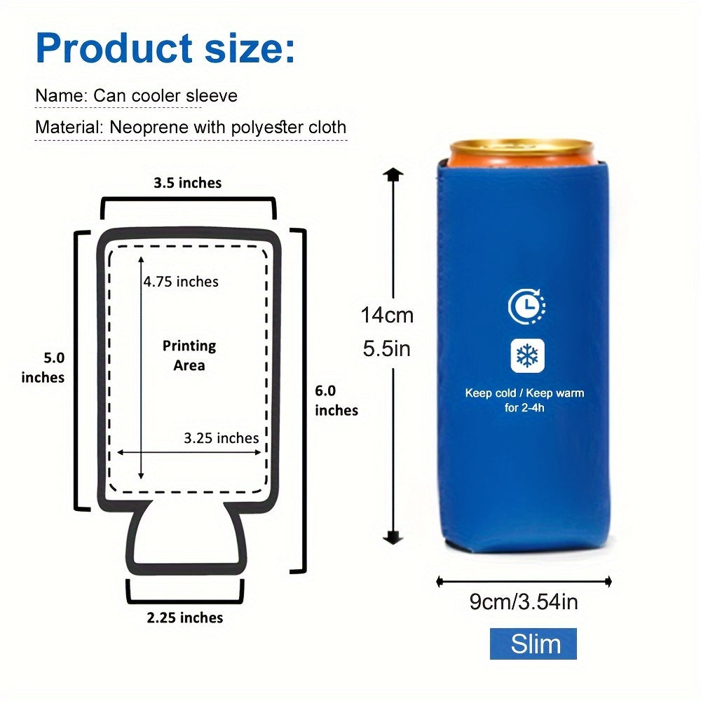 Set of 12 Black Neoprene Slim Can Cooler Sleeves for 12oz Beer and Soda