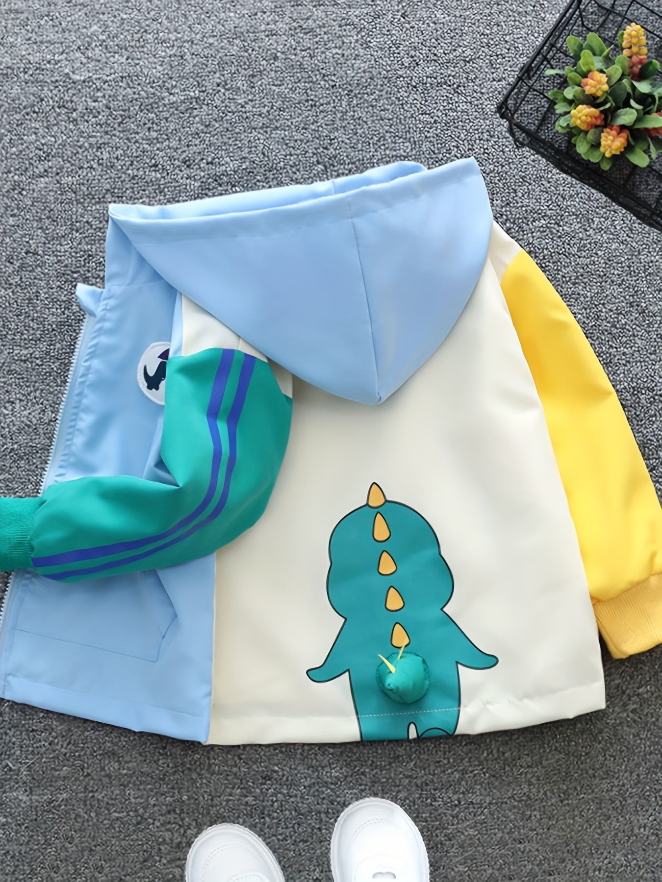 Boy's Hooded Coat with Dinosaur Patterns for Spring and Fall Outdoor Activities
