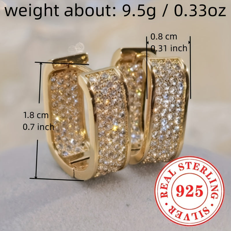 Women's Hoop Earrings Sterling Silver Zirconia for Parties and Daily Wear