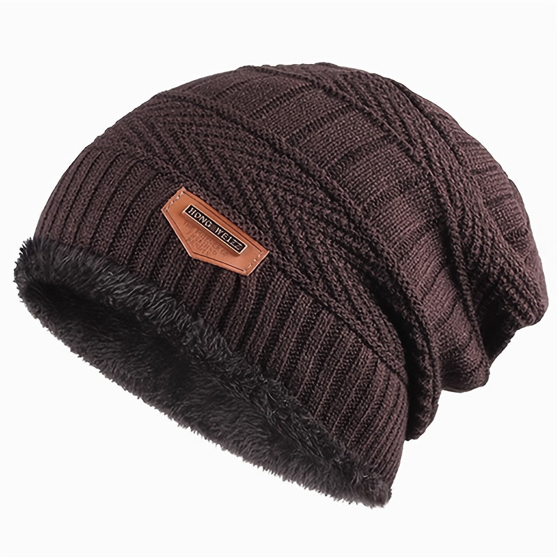 Erkaklar uchun Plus Velur Beanie shlyapa, quloqni himoya qilish bilan, kuz-qishda velosipedda yurish uchun