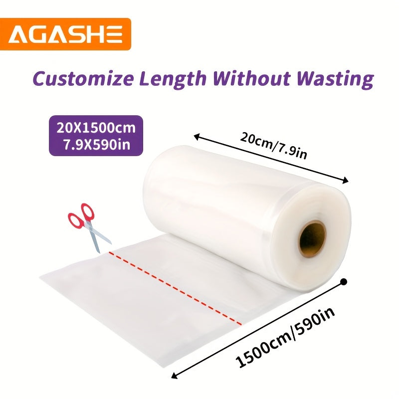 Vakuum yopishtiruvchi rulon 1500cm Bardoshli PE+PA oziq-ovqatni saqlash uchun uy sharoitida