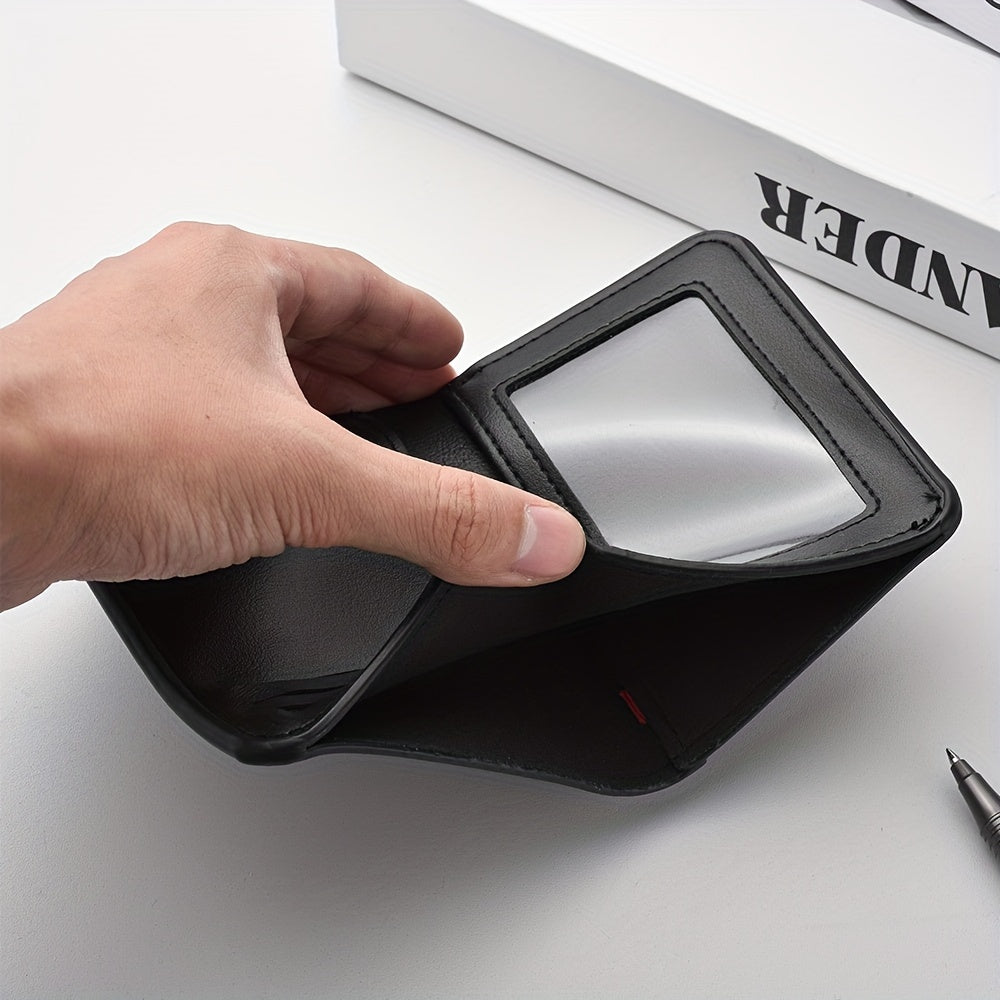 Men's Vintage Faux Leather Slim Wallet with Card Slots and Coin Purse