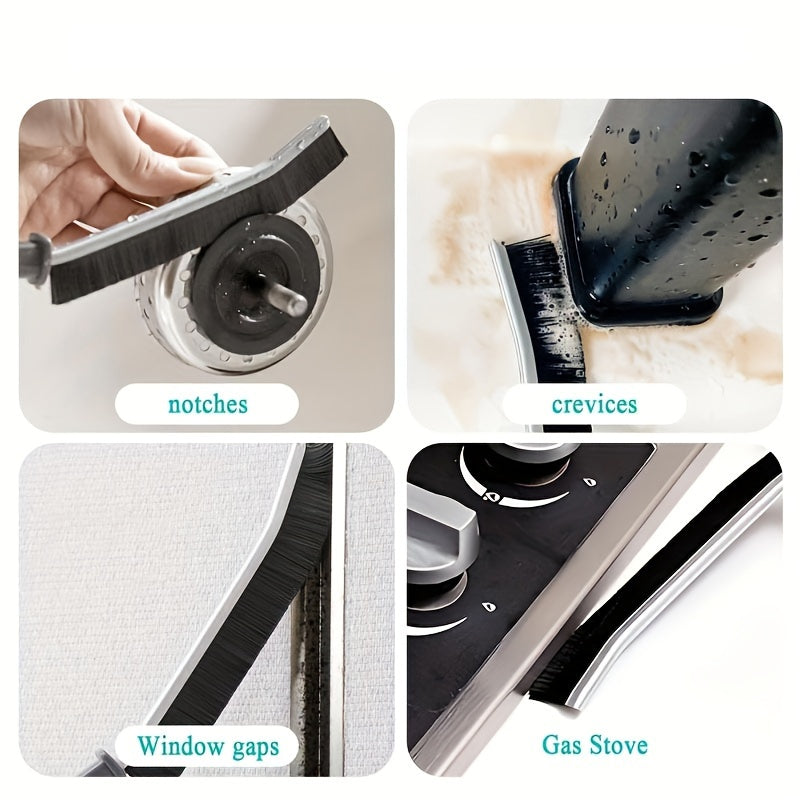 Set of 3 Hard Bristle Gap Cleaning Brushes with Ergonomic Handles for Bathroom and Household Cleaning