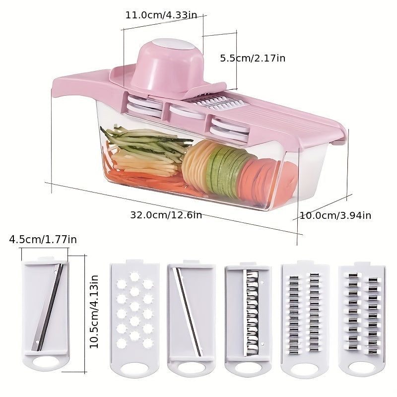 Vegetable Chopper and Slicer Set with Container, Manual Food Grater, Onion Mincer