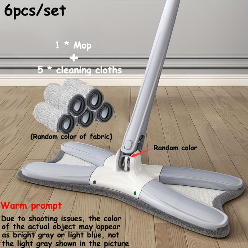 6-Pack Butterfly-Shaped Wet Dry Mops with 360° Rotation and Fiber Pads