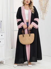 Plus size ayollar uchun kardigan ro‘ba kontrast patchwork mini kiyim