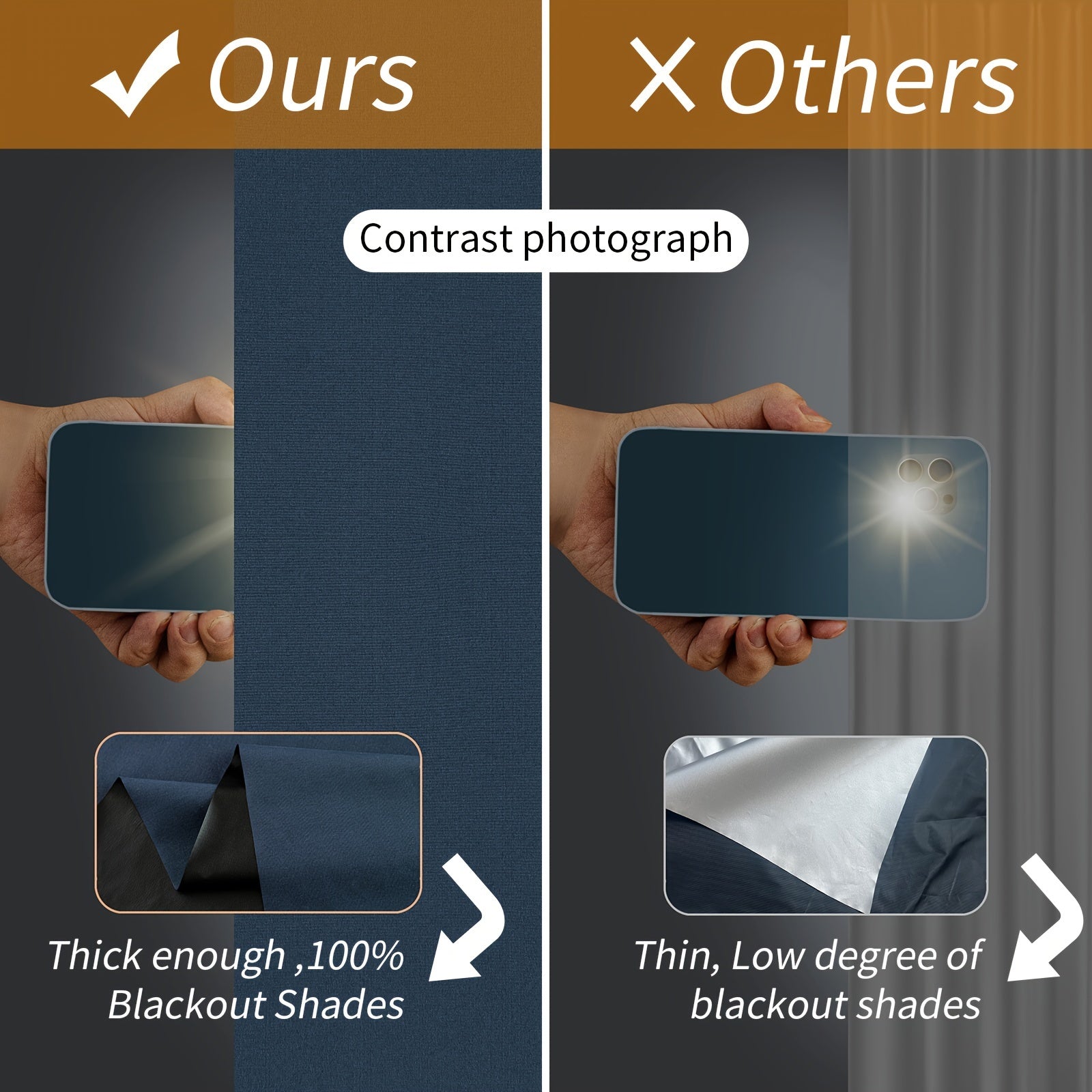 Blackout Curtains Self-Adhesive Black Window Shades for Bedroom Living Room Blackout Drapes