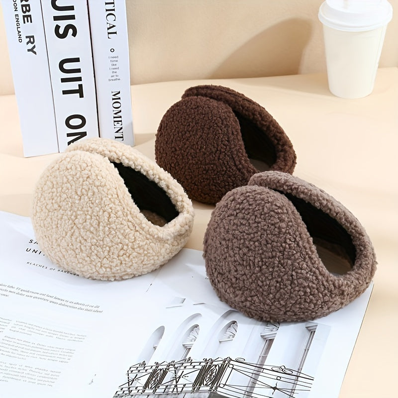 Warm Fleece Earmuffs for Men Women Stretchable Winter Ear Warmers Knit Design