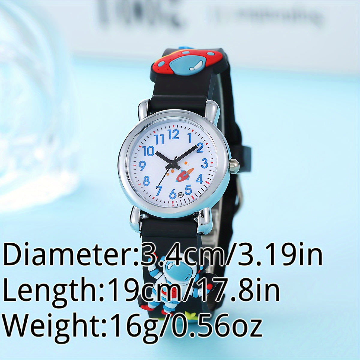 Kids' Astronaut and UFO Quartz Watch Silicone Band Non-Waterproof Blue