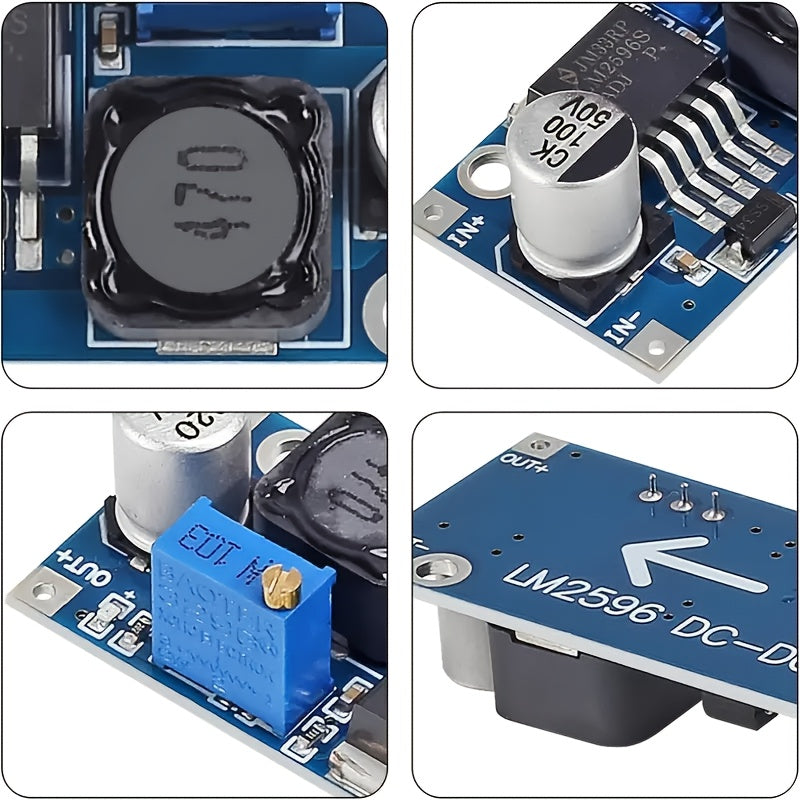 10-штук регулируемых по напряжению понижающих преобразователей DC-DC LM2596 высокой эффективности для монтажа на панель