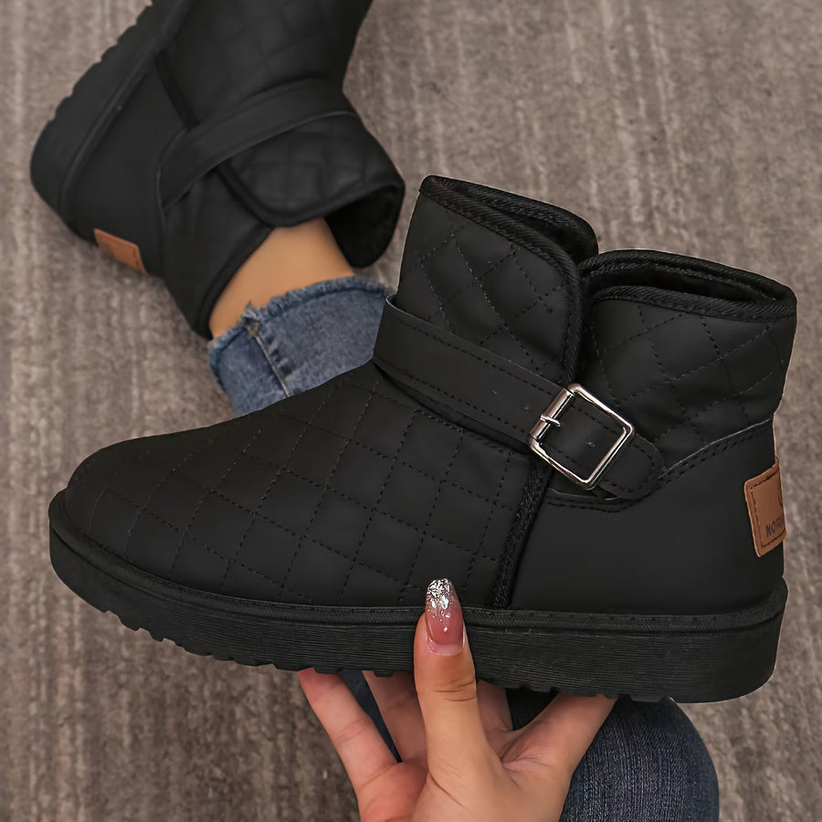 Women's Quilted Fleece-Lined Winter Snow Boots with Non-Slip Sole