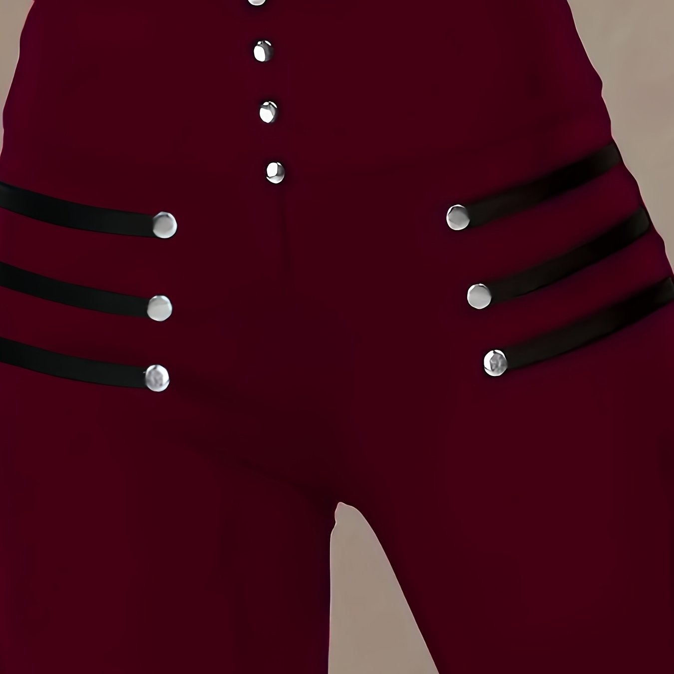 Women's Large Size High Waist Elastic Tights with Buttons