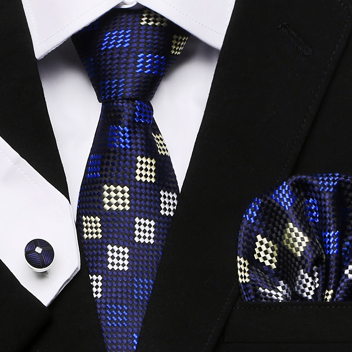 Elegant Paisley Stripe Tie Set with Pocket Square and Cufflinks for Weddings and Formal Events