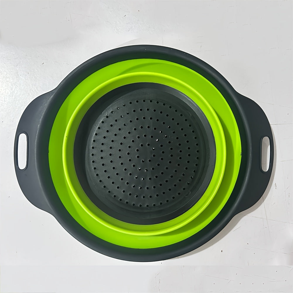 Silikon Suv Olib Tashuvchi Savatlar To'plami - 2 Ta Yumaloq Qaytariladigan Kolandlar va Lavabo Filtrlari, Oshxonada Makaron, Salat, Sabzavot va Mevalarni Suvini Olib Tashlash uchun Mukammal - Katta va Kichik O'lchamlar, Ko'p Funktsiyali Oshxona Asbobi