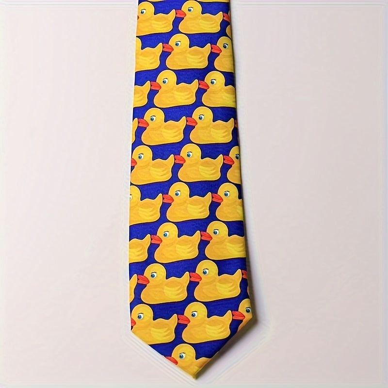 Erkaklar uchun rasmli sariq o'rdak bilan rasmiy galstuk, to'y odamlari va Sevgililar kuni sovg'asi uchun