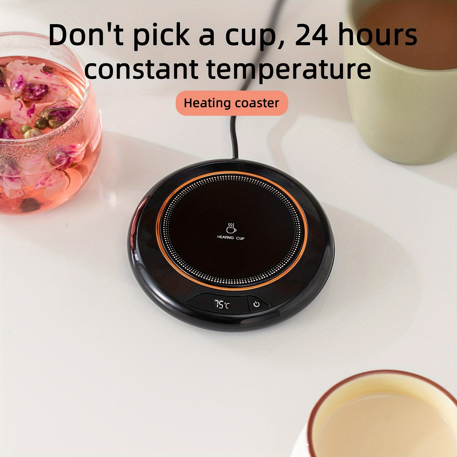 Electric Coffee Mug Warmer with 3 Temperature Settings for Home Office Desk Use