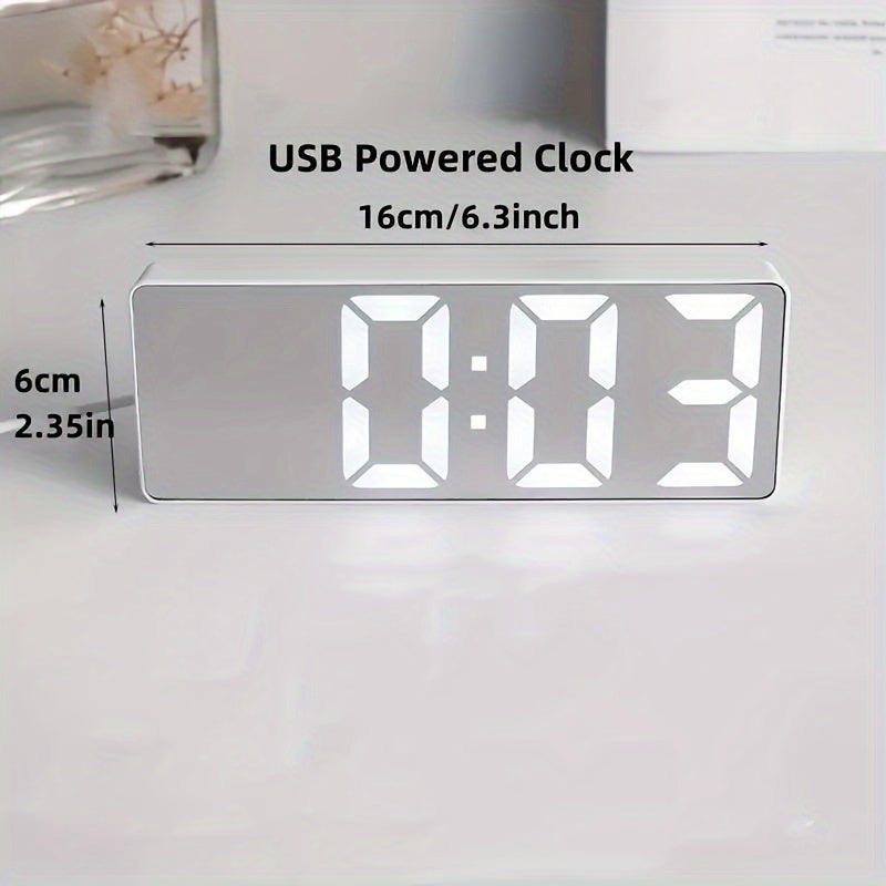 Digital Alarm Clock with Temperature Calendar and USB Power Black and White Square Design