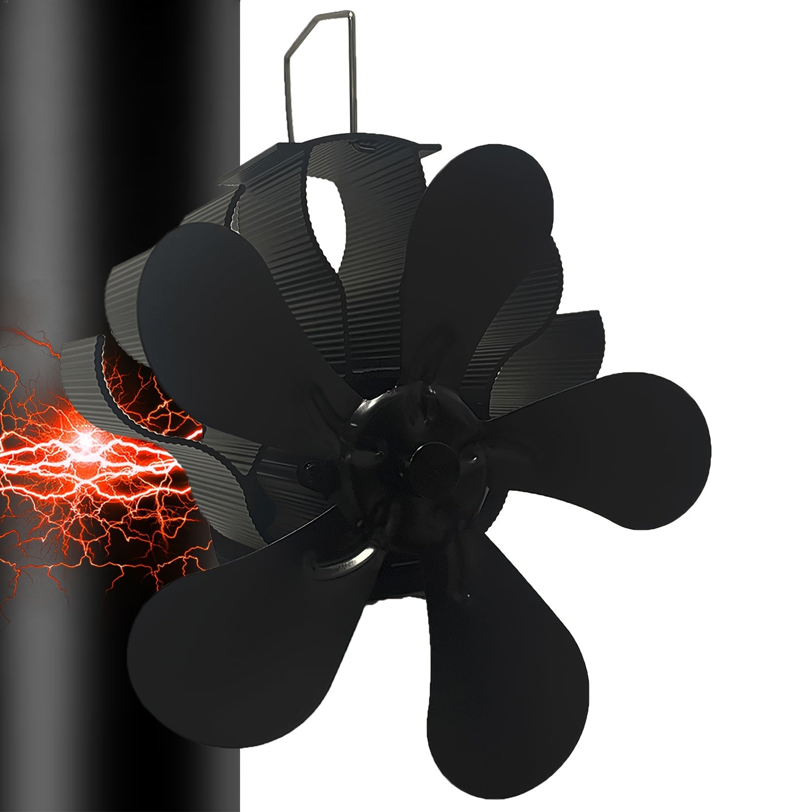Heat-driven 5-blade stove fan for flue pipe hanging fireplaces log burners wooden stove pipe
